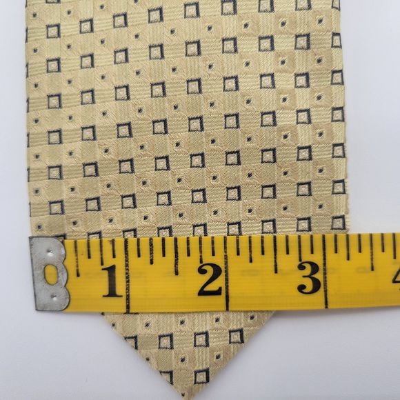 NWOT Federico Bertarelli Men's Yellow Check Silk Tie OS - Picture 3 of 7